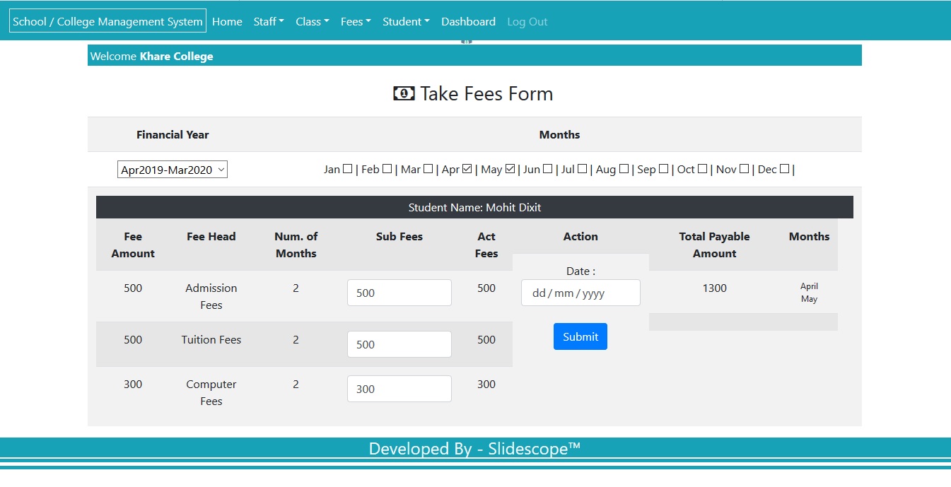 School / College Fees Management System