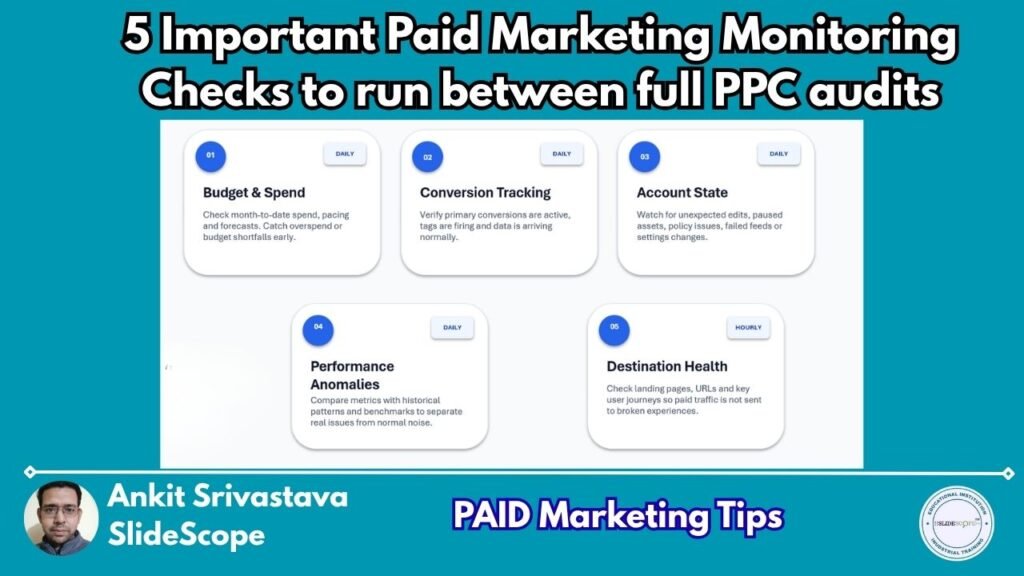 5 Important Paid Marketing Monitoring Checks to run between full PPC audits
